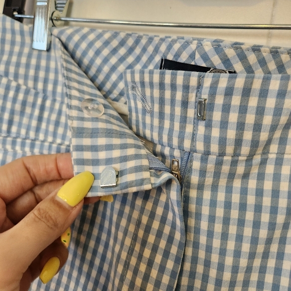 Atelier Gardeur Blue Ginhgam Check Mid Rise Pants Size 36 Medium Long Tall - Picture 5 of 11